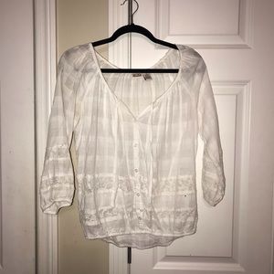White summer 3/4 sleeve blouse